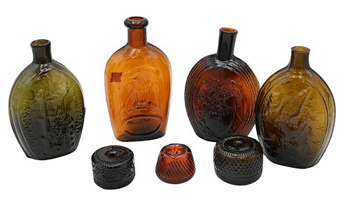 SEVEN BLOWN GLASS ITEMS TO INCLUDE 377ae3