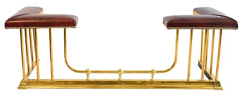 BRASS FIRE RAIL HAVING UPHOLSTERED 377b3d