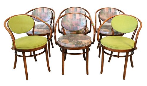 SIX LE CORBUSHER THONET B-9 ARMCHAIRS,