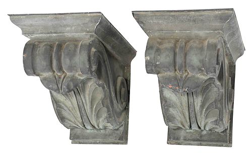 PAIR MOLDED PATINATED COPPER NEOCLASSICAL 377b61