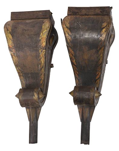 LARGE PAIR PAINTED TOLE ARCHITECTURAL 377b62
