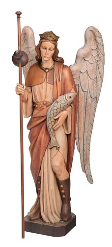 ST RAPHAEL CARVED AND PAINTED 377b5c