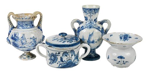 FOUR PIECES OF DUTCH DELFTWARE18th 19th 377b70