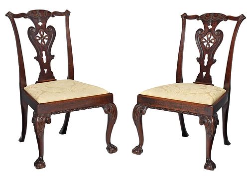 PAIR CHIPPENDALE CARVED MAHOGANY 377ba8