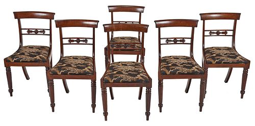 SET OF SIX REGENCY CARVED CANED