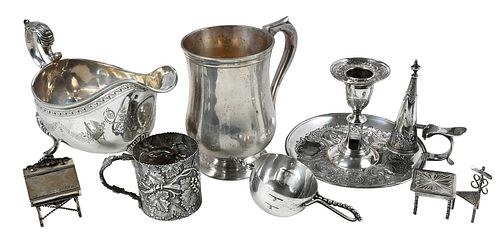 SEVEN SILVER TABLE ITEMS INCLUDING
