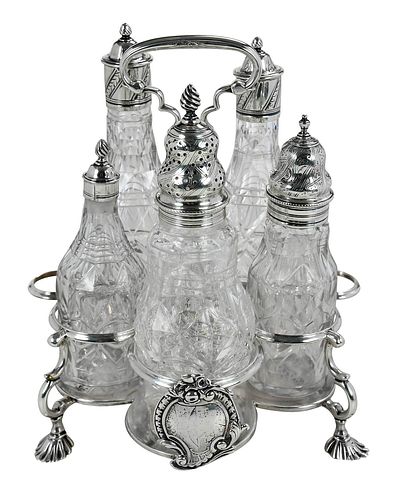 GEORGE II ENGLISH SILVER CRUET 377bc9