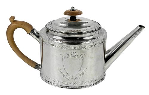 GEORGE III ENGLISH SILVER TEAPOT,