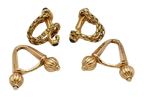 TWO PAIRS OF 18 KARAT GOLD CUFFLINKS,