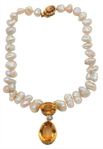 PEARL NECKLACE WITH 14 KARAT GOLD