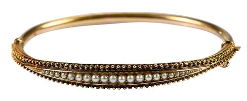 ANTIQUE 15KT PEARL BRACELEThinged 377c76