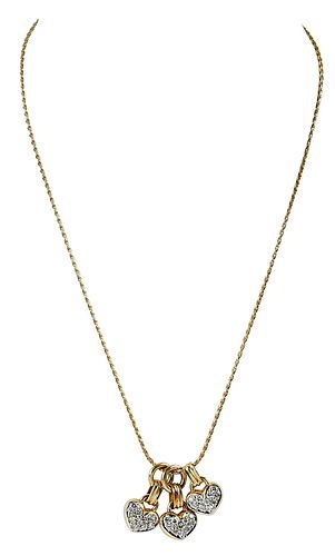 14KT. DIAMOND NECKLACEwith three