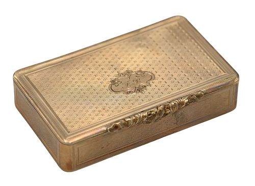 DUTCH 14 KARAT GOLD BOX, RECTANGULAR