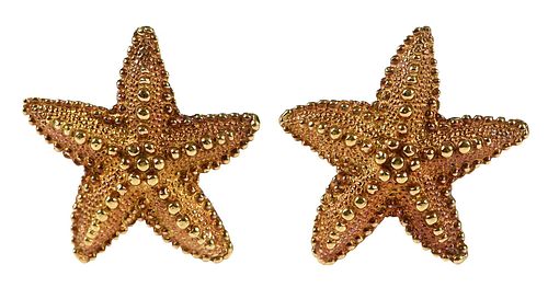 18KT STARFISH EARRINGStextured 377c9e