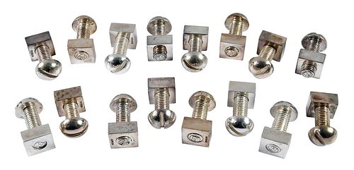 EIGHT PAIRS OF SILVER NUT AND BOLT 377cd5