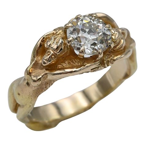 14 KARAT YELLOW GOLD RING, SET