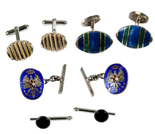 ASSORTED CUFFLINKS AND SHIRT STUDSoval