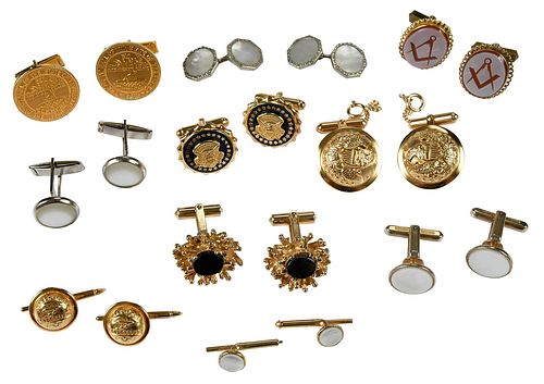 EIGHT PAIRS CUFFLINKS AND FOUR