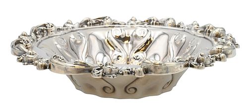 STERLING SILVER BOWL, HAVING REPOUSSE