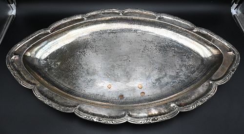 STERLING SILVER DEEP TRAY, HAND HAMMERED