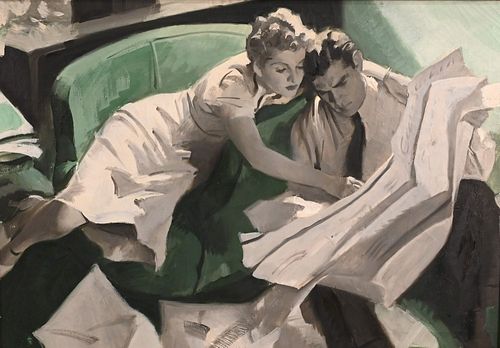 EDWIN HENRY (1900 - ), GREEN COUCH,