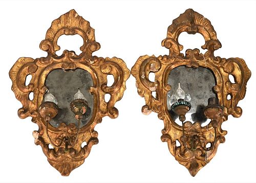 PAIR OF GILT CARVED MIRRORS, 25