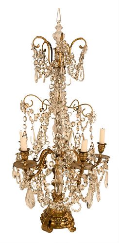 LARGE FRENCH BRONZE AND CRYSTAL