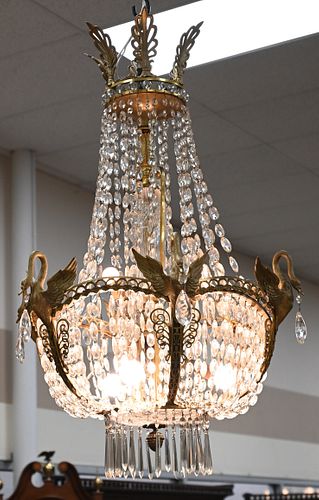 FRENCH EMPIRE GILT BRONZE AND CRYSTAL 377e0e