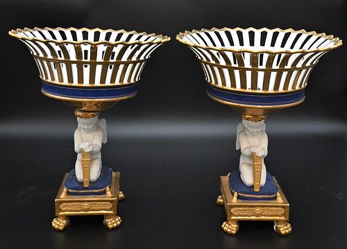 PAIR OF FRENCH PORCELAIN COMPOTES  377e2a