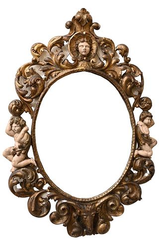 LARGE ITALIAN BAROQUE OVAL MIRROR  377e3e