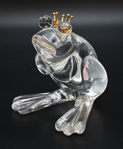 STEUBEN GLASS FROG PRINCE FIGURE  377e41