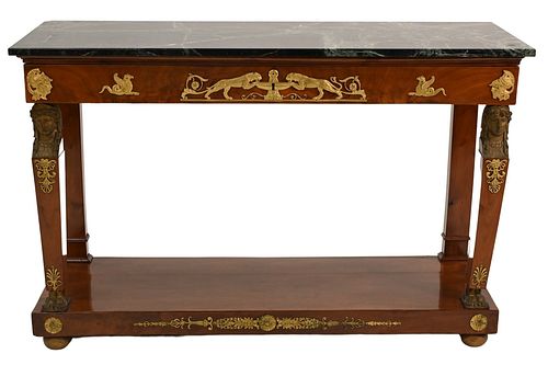 FRENCH EMPIRE MAHOGANY PIER TABLE,