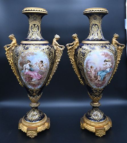 PAIR OF LARGE FRENCH PORCELAIN