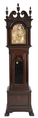 WALTHAM MAHOGANY TALL CASE CLOCK  377e88