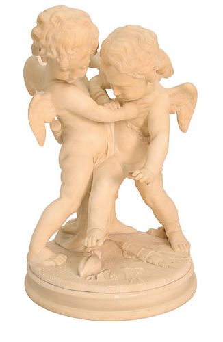 LARGE CARVED MARBLE STATUE, CUPID