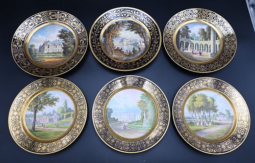 TWO SETS OF THREE SEVRES PORCELAIN 377ece