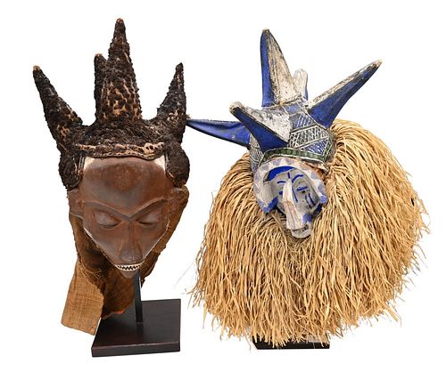 TWO AFRICAN MASKS TO INCLUDE ONE 377f04