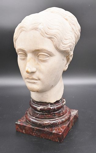 LARGE MARBLE BUST OF A FEMALE HEAD  377f09