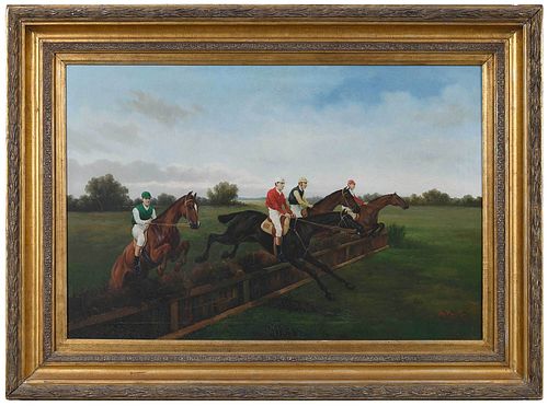 STEEPLECHASE PAINTING20th century  377f2d