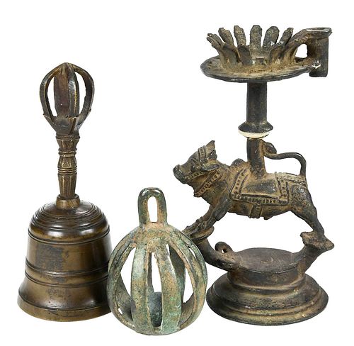 TWO INDO PERSIAN BRONZE BELLS AND 377f4d