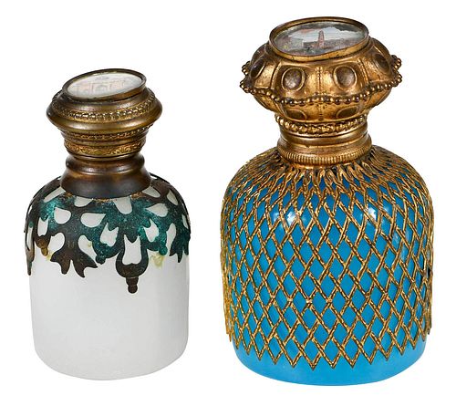 TWO FRENCH OPALINE GLASS PERFUMES19th