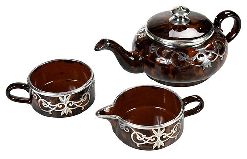 BROWN SPATTERWARE TEA SET WITH 377fda