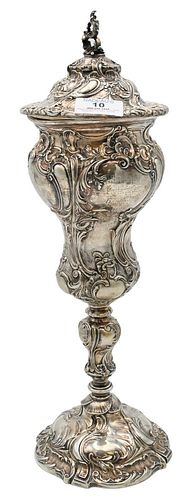 CONTINENTAL SILVER CHALICE, HAVING LID,