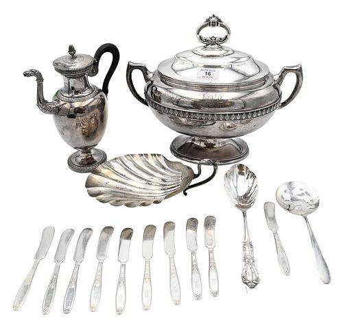GROUP OF SILVER AND SILVERPLATE  37805a