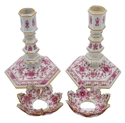 MEISSEN PORCELAIN CANDLESTICKS  37807c