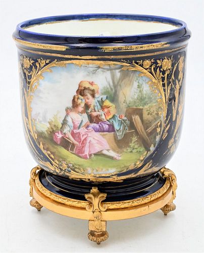 FRENCH PORCELAIN CACHE POT, ROYAL