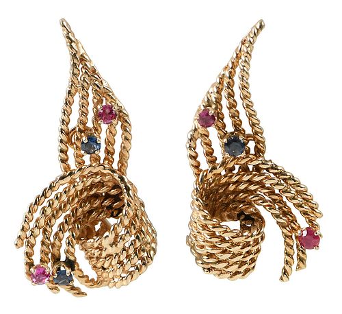 RETRO 14KT GEMSTONE EARRINGStwisted 3780f1