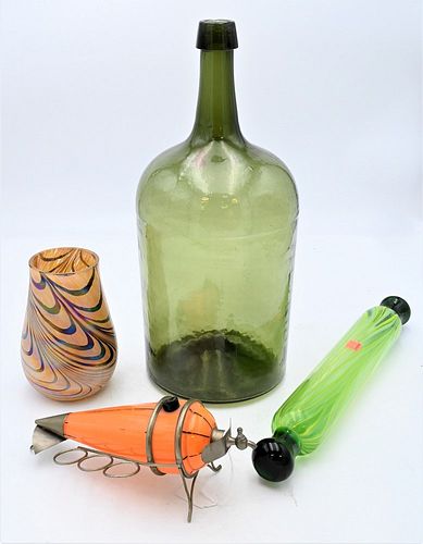 LARGE GROUP OF HAND BLOWN BOTTLES 378100