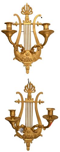 PAIR OF FRENCH GILT BRONZE LYRE 37811c