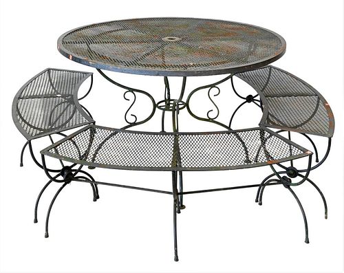 MESH IRON ROUND TABLE, ALONG WITH